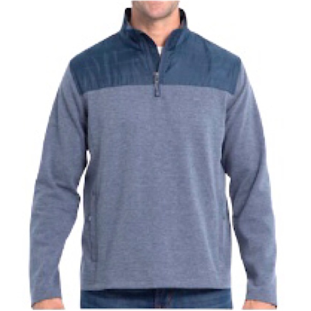 Eddie Bauer Mixed Media Lightweight Dusted‎ Indigo Heather 1/4 Zipper Pullover L